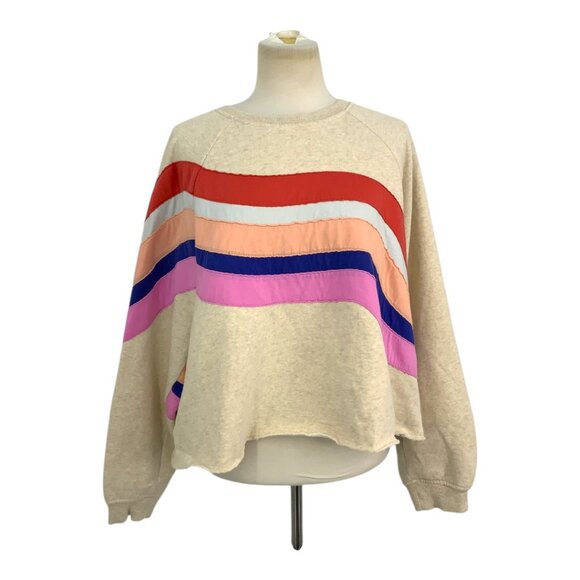 Marine Layer Archives Summit Sweatshirt Wave Striped Antique White Size XL $98 - Picture 2 of 9